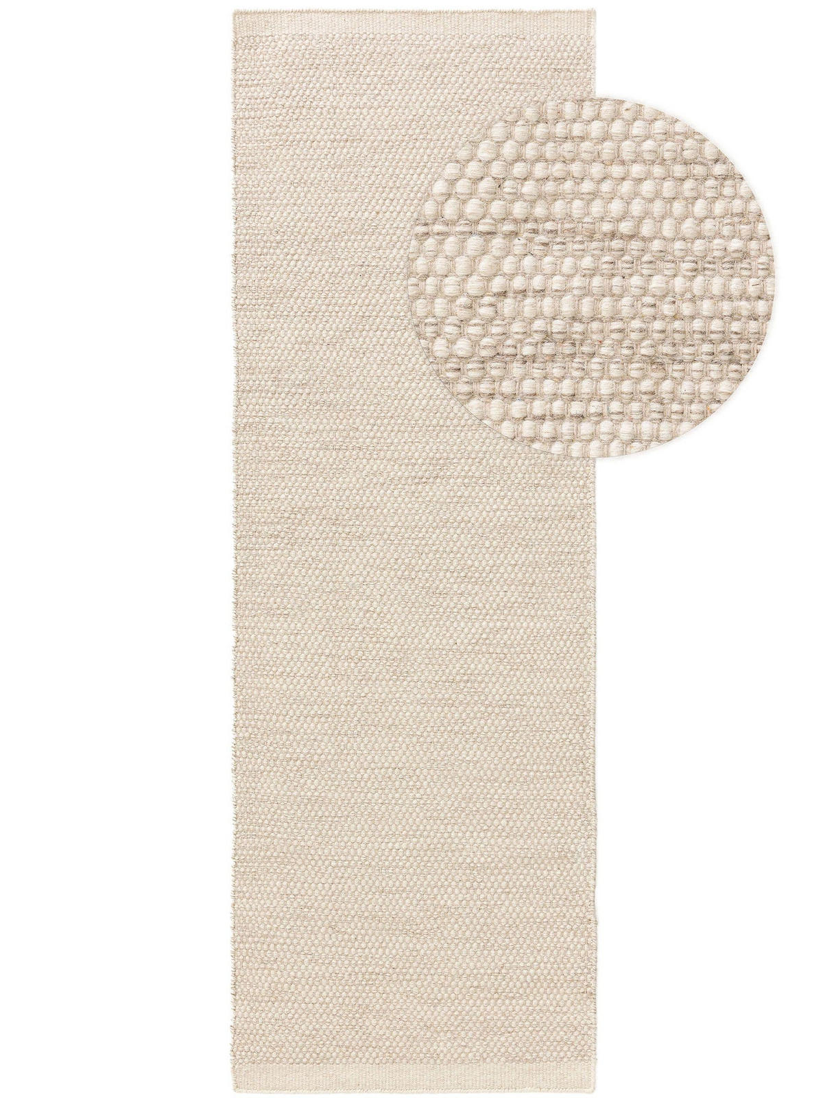 WOLLTEPPICH-LÄUFER Rocco Cream 80x250 cm - Creme, Textil (80/250cm) - benuta Pure