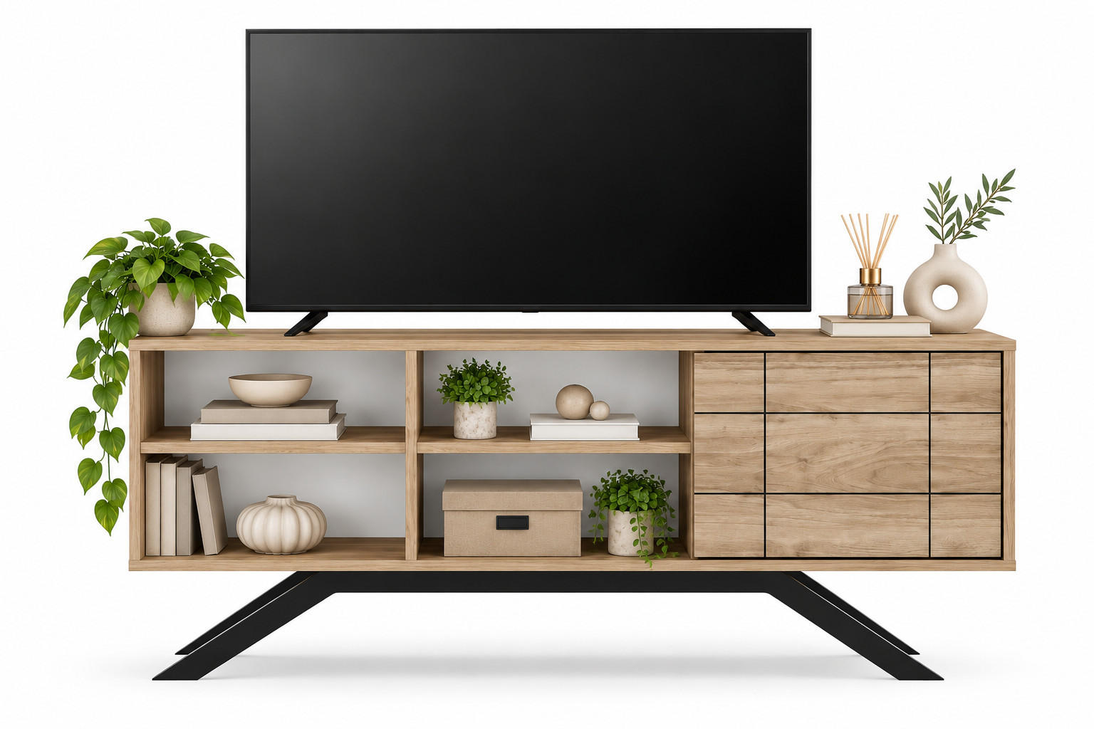 Decorotika Tv-Element Schwarz, Walnuss 130x58.6x38.6 cm