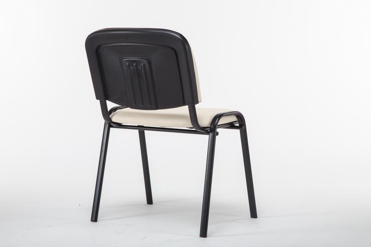 BESUCHERSTUHL Keen, Kunstleder mit Gestell Schwarz / Bezug Creme - Schwarz/Naturfarben, Textil/Metall (54/79/48cm) - TPFLiving
