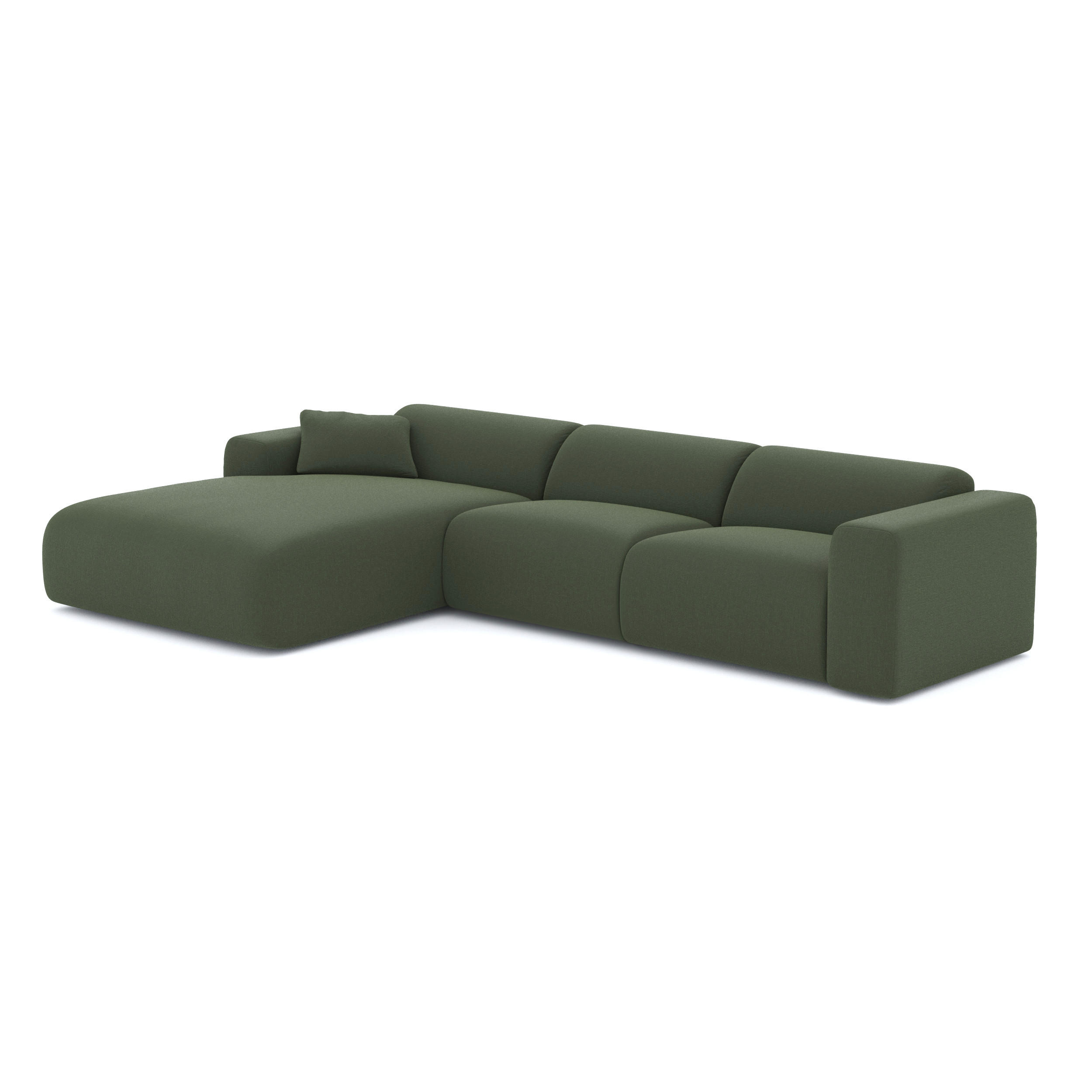 ECKSOFA LINKS Rastergewebe Olivgrün 280cm - Olivgrün, Textil (165/280cm) - Sia Home