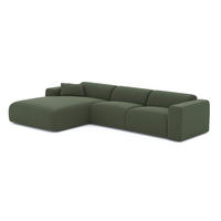 ECKSOFA LINKS Rastergewebe Olivgrün 280cm - Olivgrün, Textil (165/280cm) - Sia Home