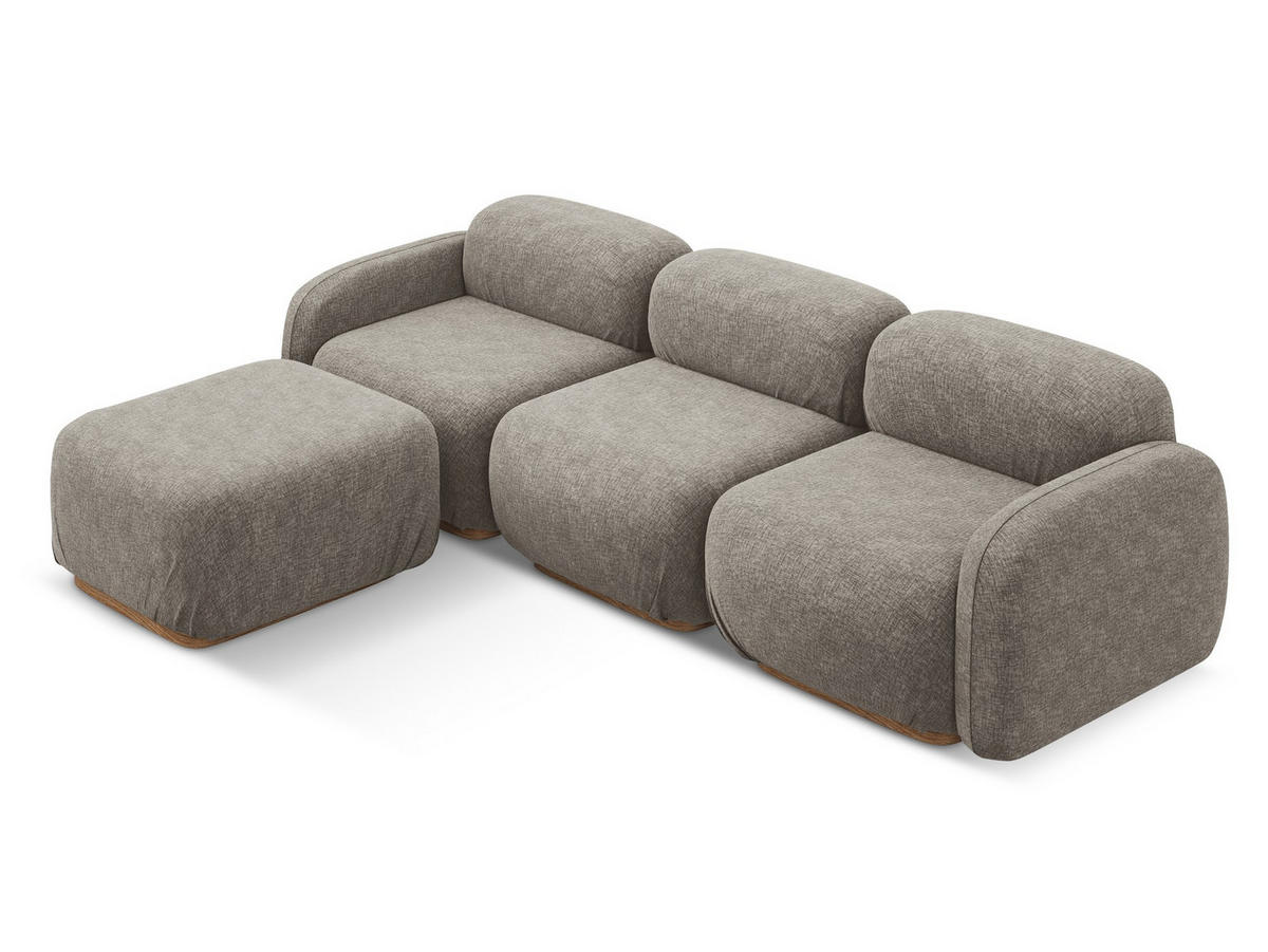 ECKSOFA Beidseitig Chenille Stoff Grau - Taupe/Braun, Holz/Textil (270/190cm) - Makamii