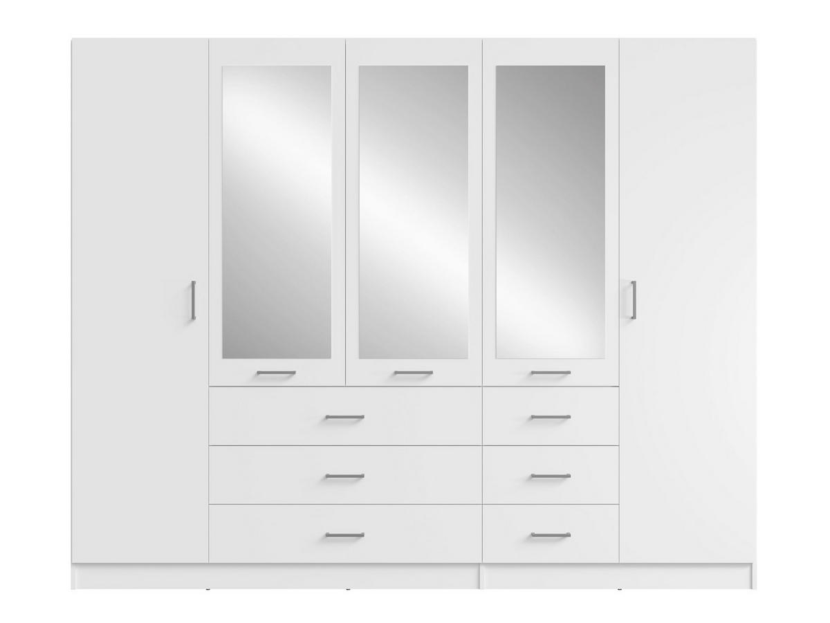 KLEIDERSCHRANK Weiß 250/200,5/58 - Weiß, Holzwerkstoff (250/201/58cm) - RAUMHIRSCH FURNITURE