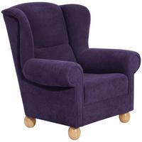 OHRENBACKENSESSEL Kasha Bezug Veloursstoff Buche natur / violett - Violett/Buchefarben, Kunststoff (93/103/87cm) - 58aufmkessel