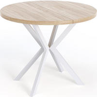 ESSTISCH Della runder ausziehbarer, Sonoma Eiche 100-180/100/76 cm - Braun/Weiß, Holzwerkstoff/Metall (100/180/76cm) - WFL GROUP