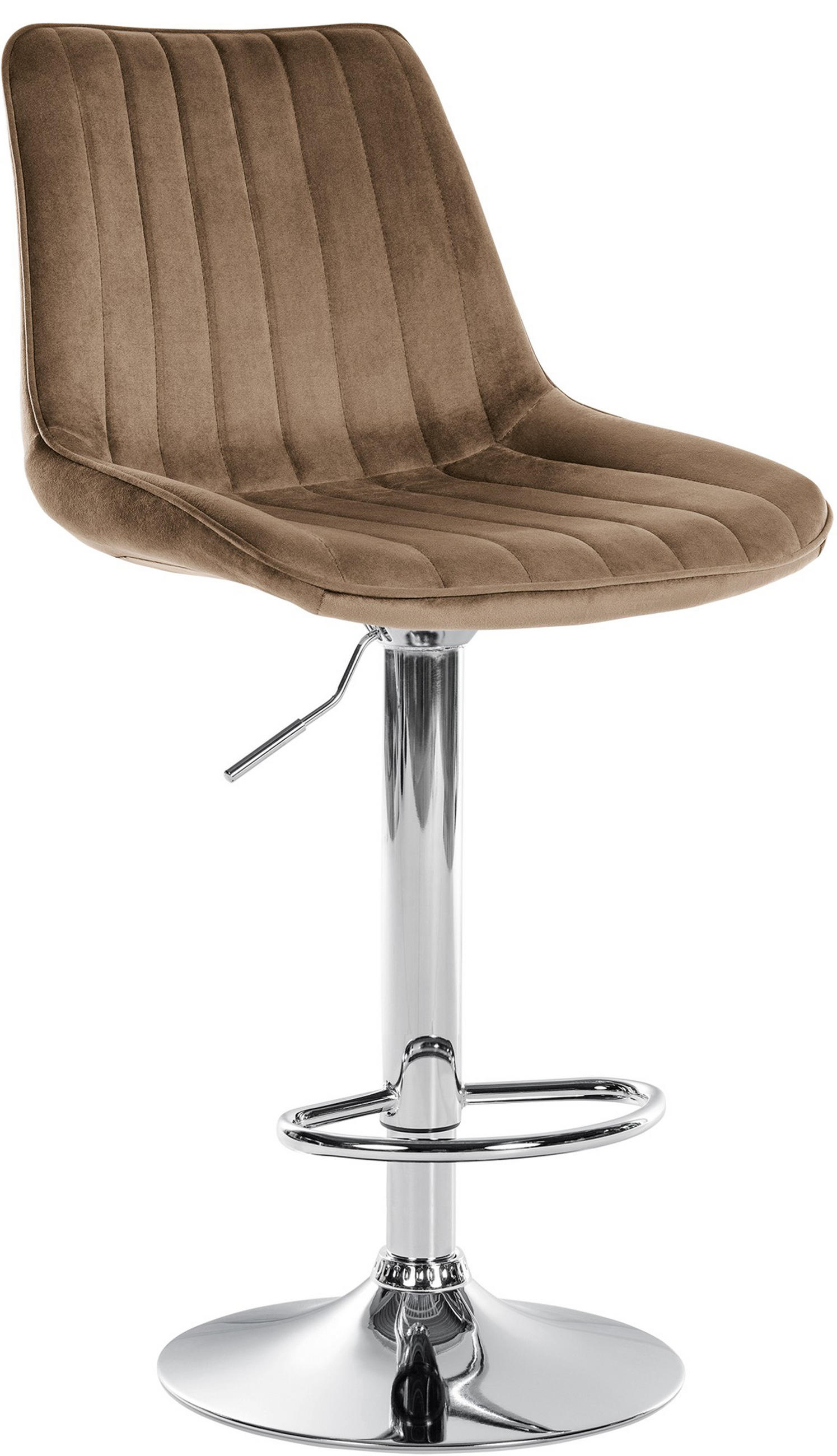 BARHOCKER Tolor Samt chrom braun - Chromfarben/Braun, Textil/Metall (49.5/112/50cm) - TPFLiving