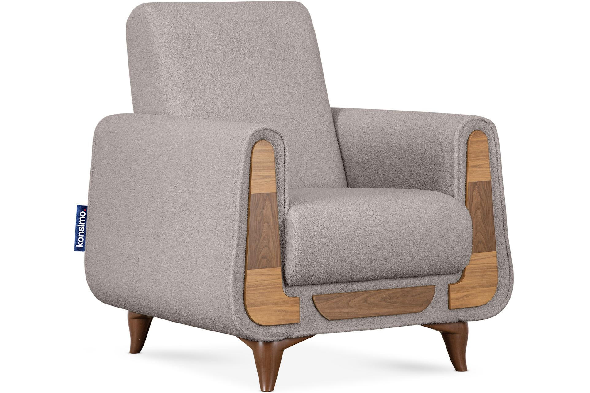 SESSEL GUSTAVO mit Armlehnen, grau - Braun/Grau, Holz/Holzwerkstoff (83/95/92cm) - KONSIMO®