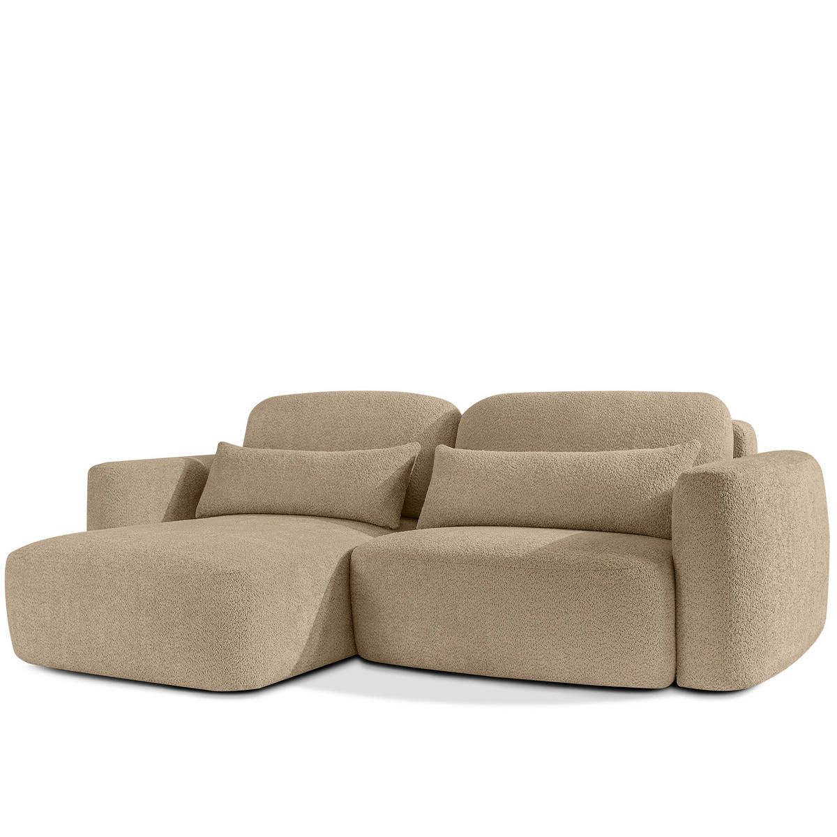 ECKSOFA links ELOSA - Ecru, Holz/Textil (245/165cm) - KONSIMO®