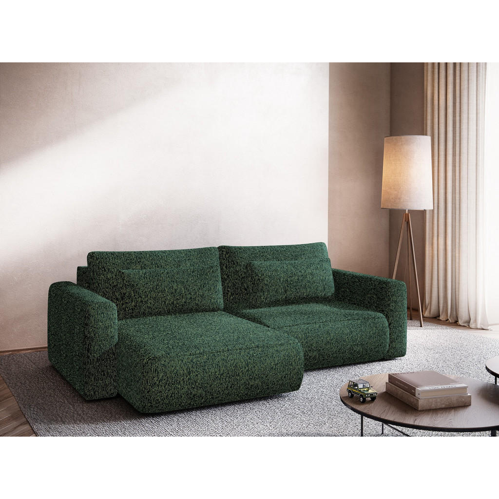 Thumbnail - Makamii Ecksofa, Grün, Textil, 2-Sitzer, Füllung: Schaumstoff, L-Form, Ottomane links, 240x149 cm, Made in EU, Wohnzimme...