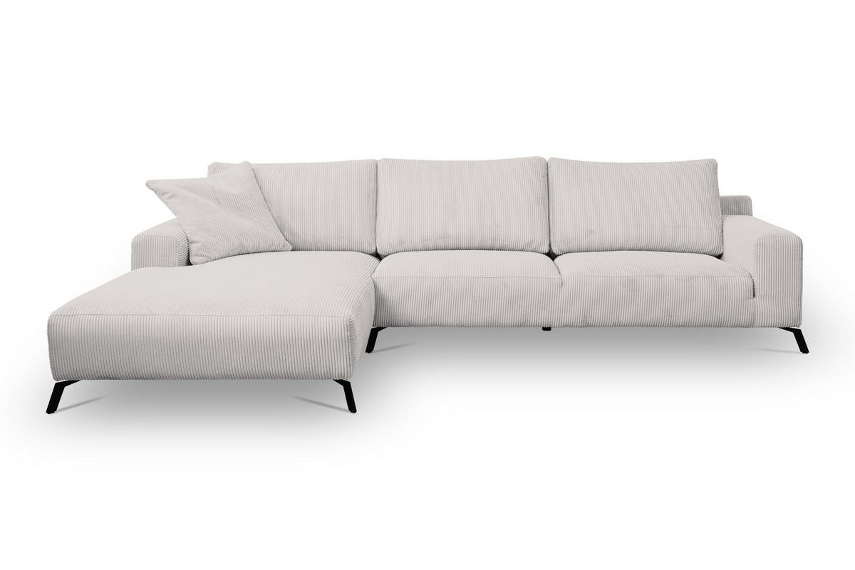 ECKSOFA Aspen in L-Form, Coach Farbe: Beige, Cordstoff, Ottomane Links - Beige, Textil (187/312cm) - VENASI MÖBEL