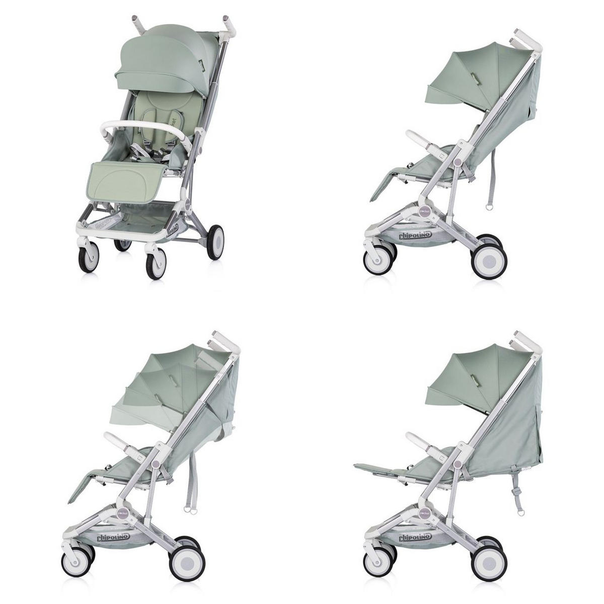 KINDERWAGEN Buggy Pocket grün klappbar Korb Frontbügel Sonnendach bis 22 kg - Grün, Metall (49/47/103cm) - Chipolino