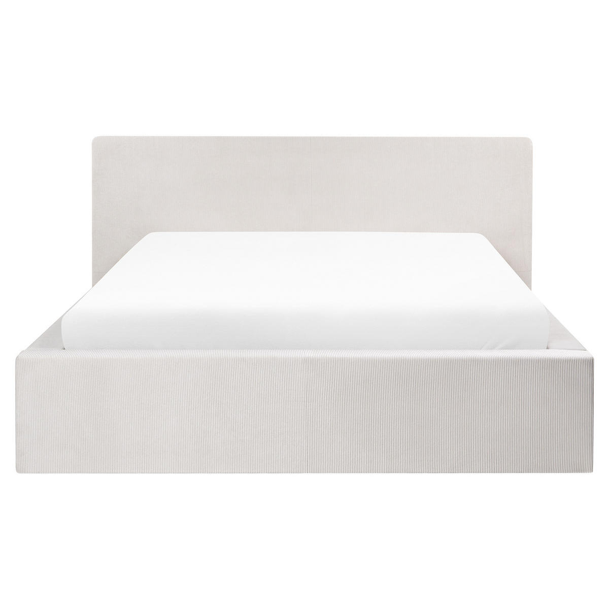 BETT mit Stauraum 160/200 cm Cord Hellbeige Lillebonne - Beige, Textil (160/200cm) - Beliani