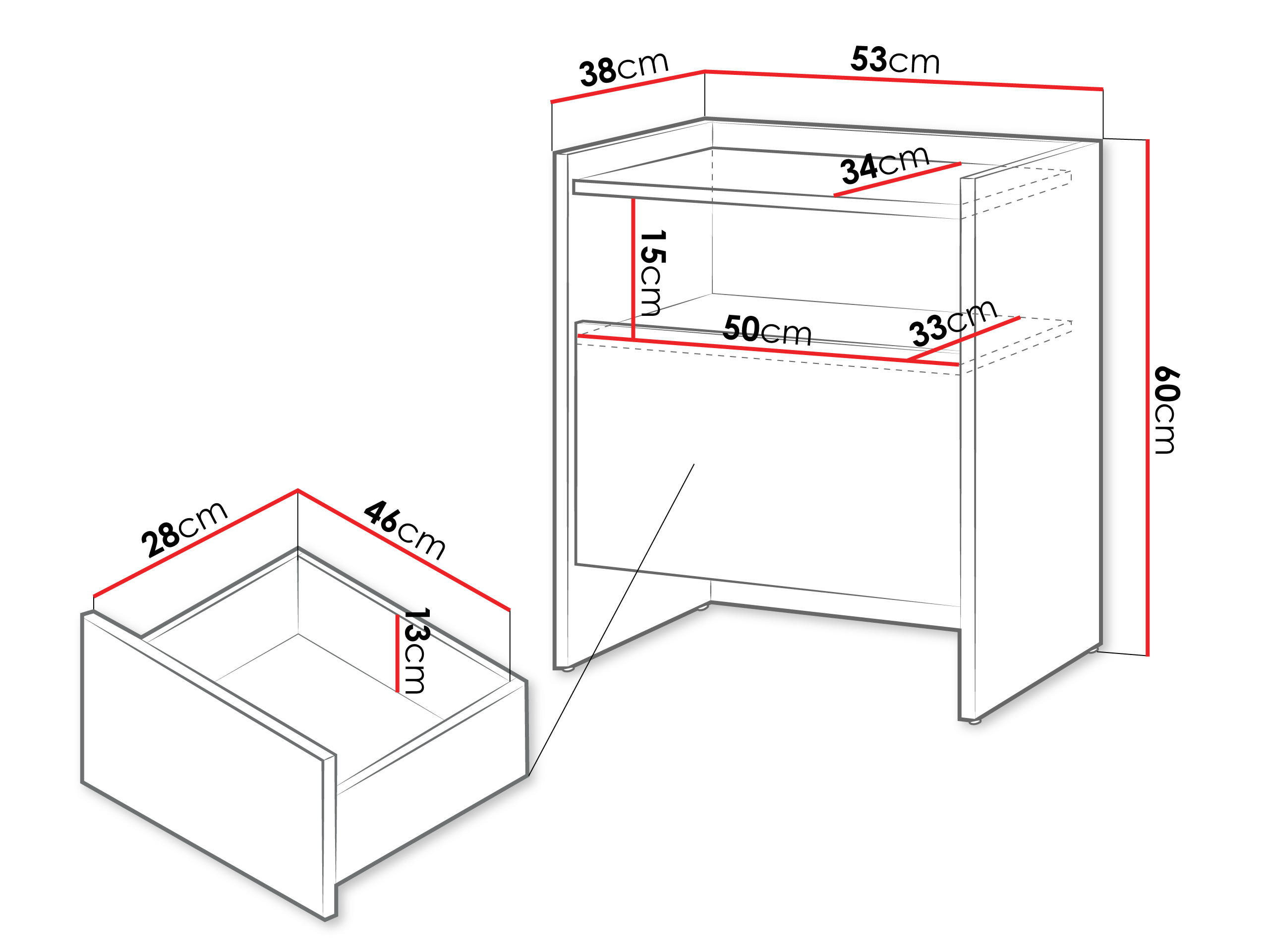 Thumbnail - Mirjan24 Nachttisch, Braun, Holzwerkstoff, 1 Schubladen, Rechteckig,Rechteckig, 53x60x38 cm, Schlafzimmer, Nachttische