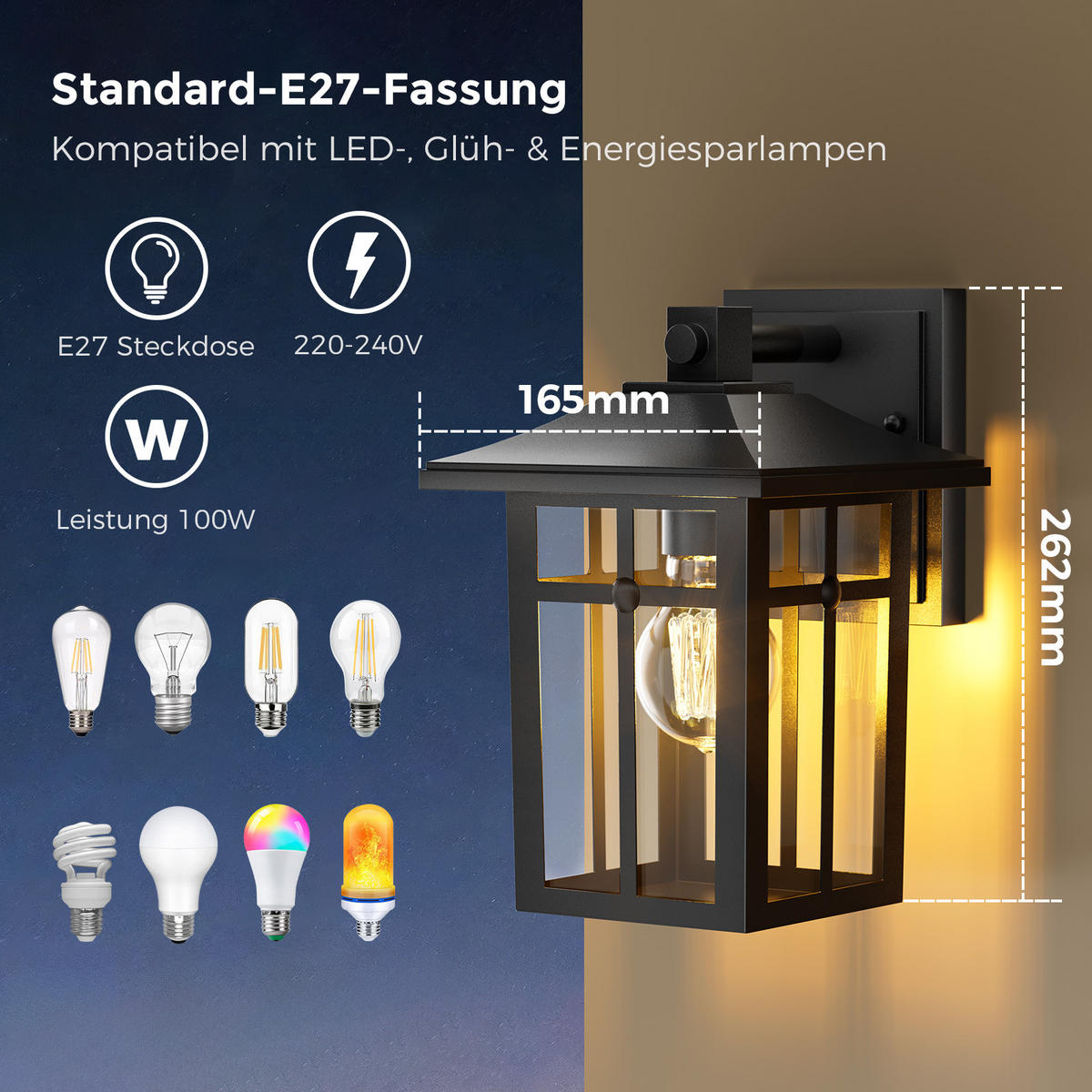 AUSSENWANDLEUCHTE 25,8/19/16 cm schwarz aus aluminium IP44 - Schwarz, Metall (19/25.8/16cm) - S'AFIELINA