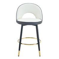 BARHOCKER 2er-Set Dunkelgrau/Weiß mit PU-Leder und 360° Drehfunktion - Dunkelgrau, Metall (44/91.5/44cm) - PANGIVO