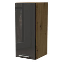 KÜCHENHÄNGESCHRANK Essen W2/20 Graphit Hochglanz / Eiche Artisan Matt 20 / 32,5 / 72cm - Graphitfarben/Eiche Artisan, Holz/Holzwerkstoff (20/72/32.5cm) - Feldmann-Wohnen