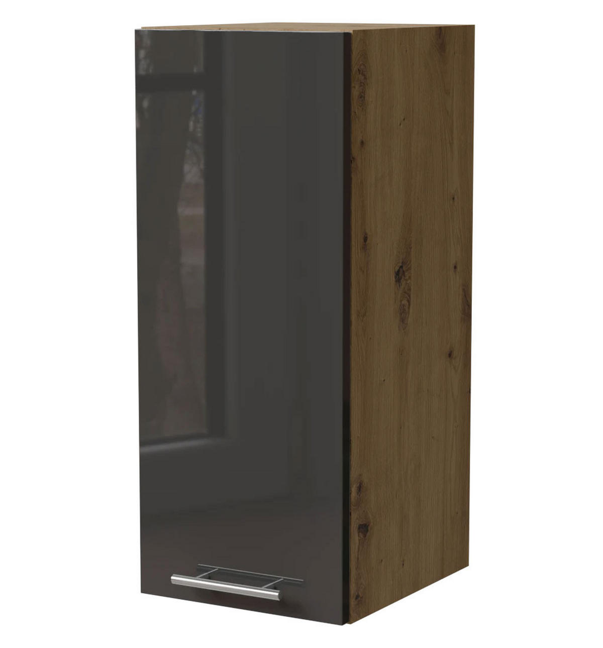 KÜCHENHÄNGESCHRANK Essen W2/20 Graphit Hochglanz / Eiche Artisan Matt 20 / 32,5 / 72cm - Graphitfarben/Eiche Artisan, Holz/Holzwerkstoff (20/72/32.5cm) - Feldmann-Wohnen