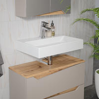 WASCHBECKENUNTERSCHRANK Marelle Greige/Artisan-Eiche 80 x 57.5 cm mit 2 Schubladen - Greige/Eiche Artisan, Holzwerkstoff (80/57.5/35cm) - Vicco