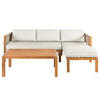 LOUNGESET - Akazie massiv / Polyester - 3-teilig - Beige/Braun, Holz/Textil - home24