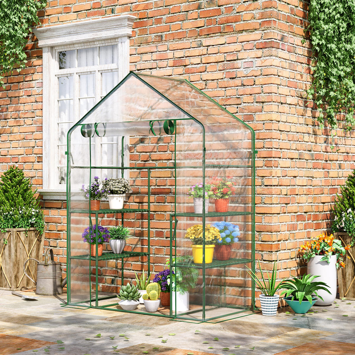 FOLIOVÝ SKLENÍK, průhledný, kov, PVC - průhledná, plast (73/195/142cm) - Outsunny