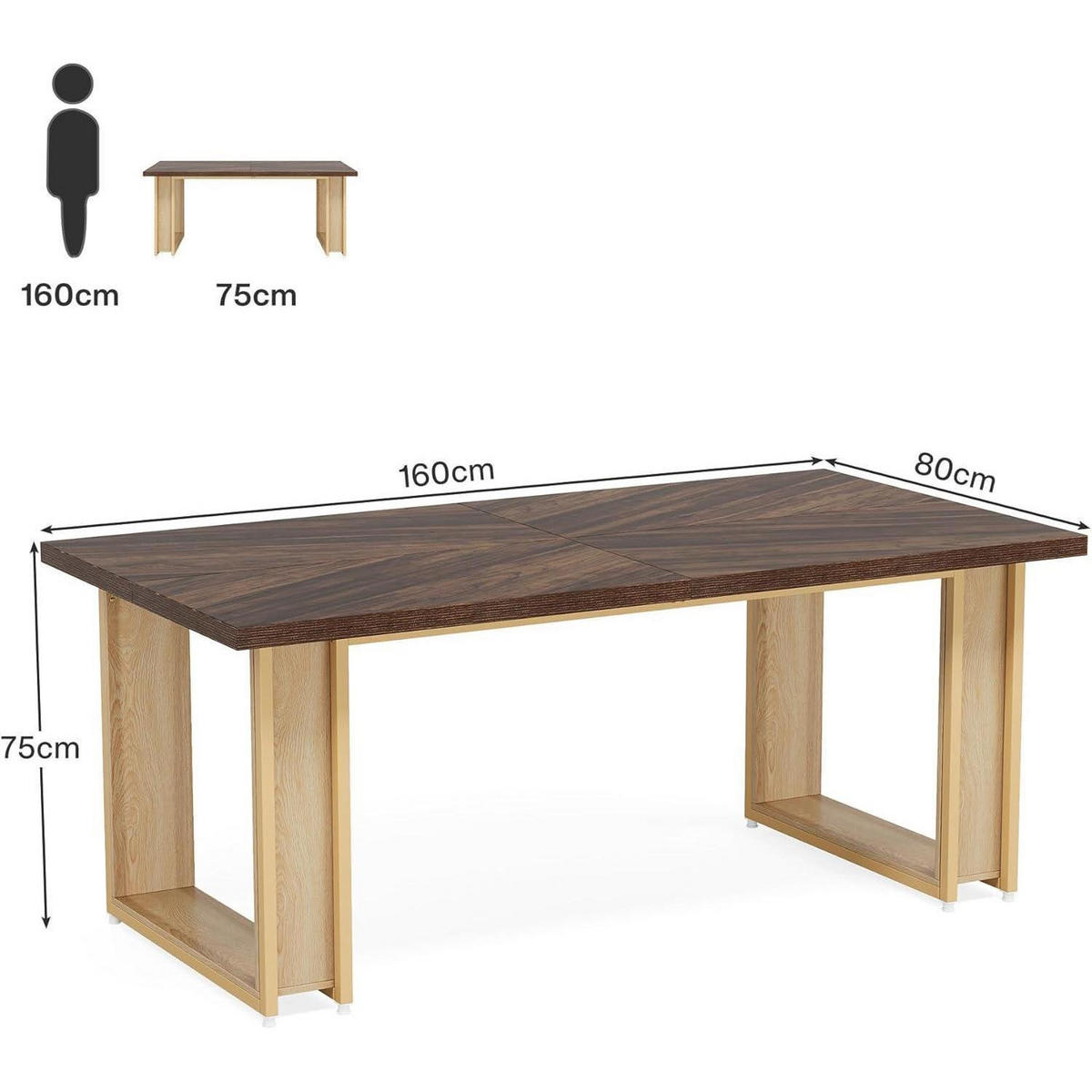 SCHREIBTISCH 160 cm mit Kufengestell Holzoptik Braun - Braun, Holzwerkstoff (80/160/75cm)