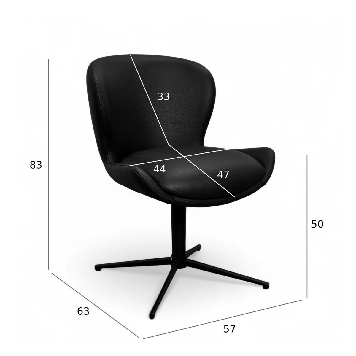 STUHL-SET 2 Stück in Echtleder Schwarz - Schwarz, Leder/Metall (57/83/63cm) - Furnhouse