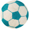 TEPPICH Kinder Hochflor Fußball Motiv Polypropylen Kinderzimmer Türkis Rund 100x100 - Türkis, Textil (100/100cm) - KADIMA DESIGN