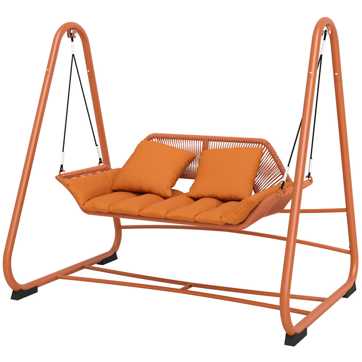 HOLLYWOODSCHAUKEL DE-07070 2-Sitzer, Geflecht-Design, Terrakotta - Terracotta, Metall (174/162/120cm) - ComfortXL