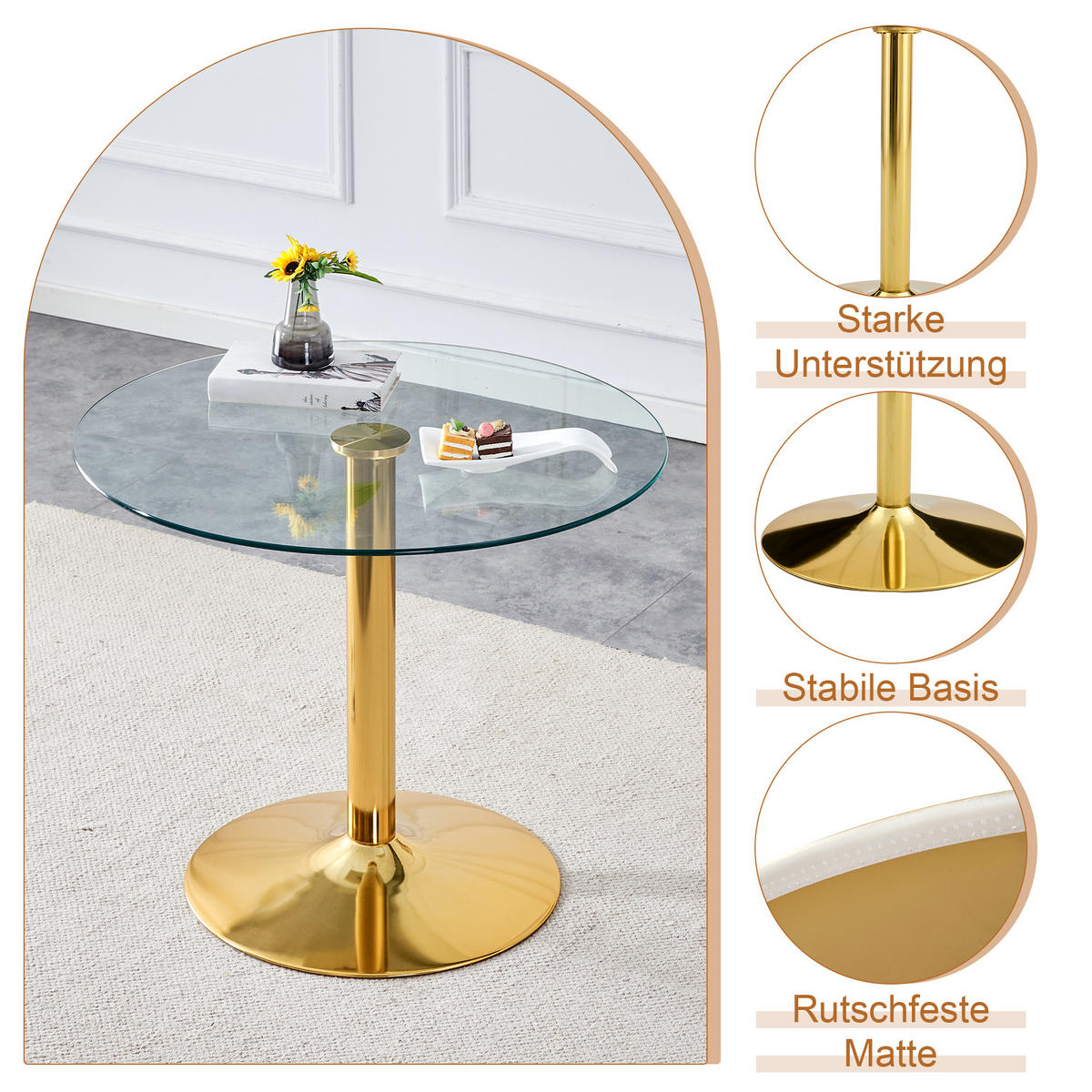 ESSGRUPPE DE-39470 5-teilig, Glastisch und 4 Stühlen mit Rautenmuster Weiß - Weiß, Metall (85/75/85cm) - ComfortXL