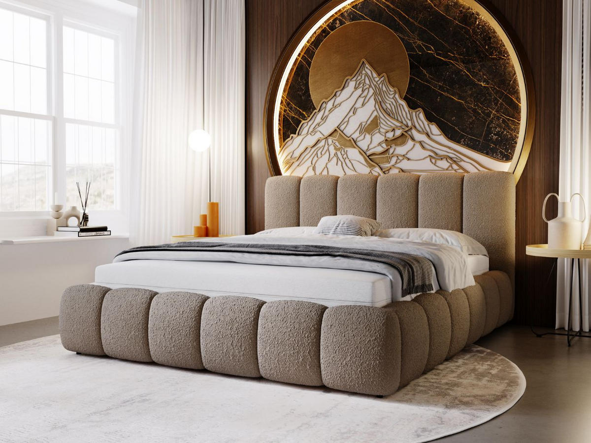 POLSTERBETT Cloud 140x200 Bouclé-Stoff Braun - Braun, Textil (140/200cm) - Graingold