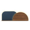 KOPFTEIL Alba mit Licht 180cm - Blau/Walnussfarben, Holz/Textil (180/60/14cm) - Woodendot