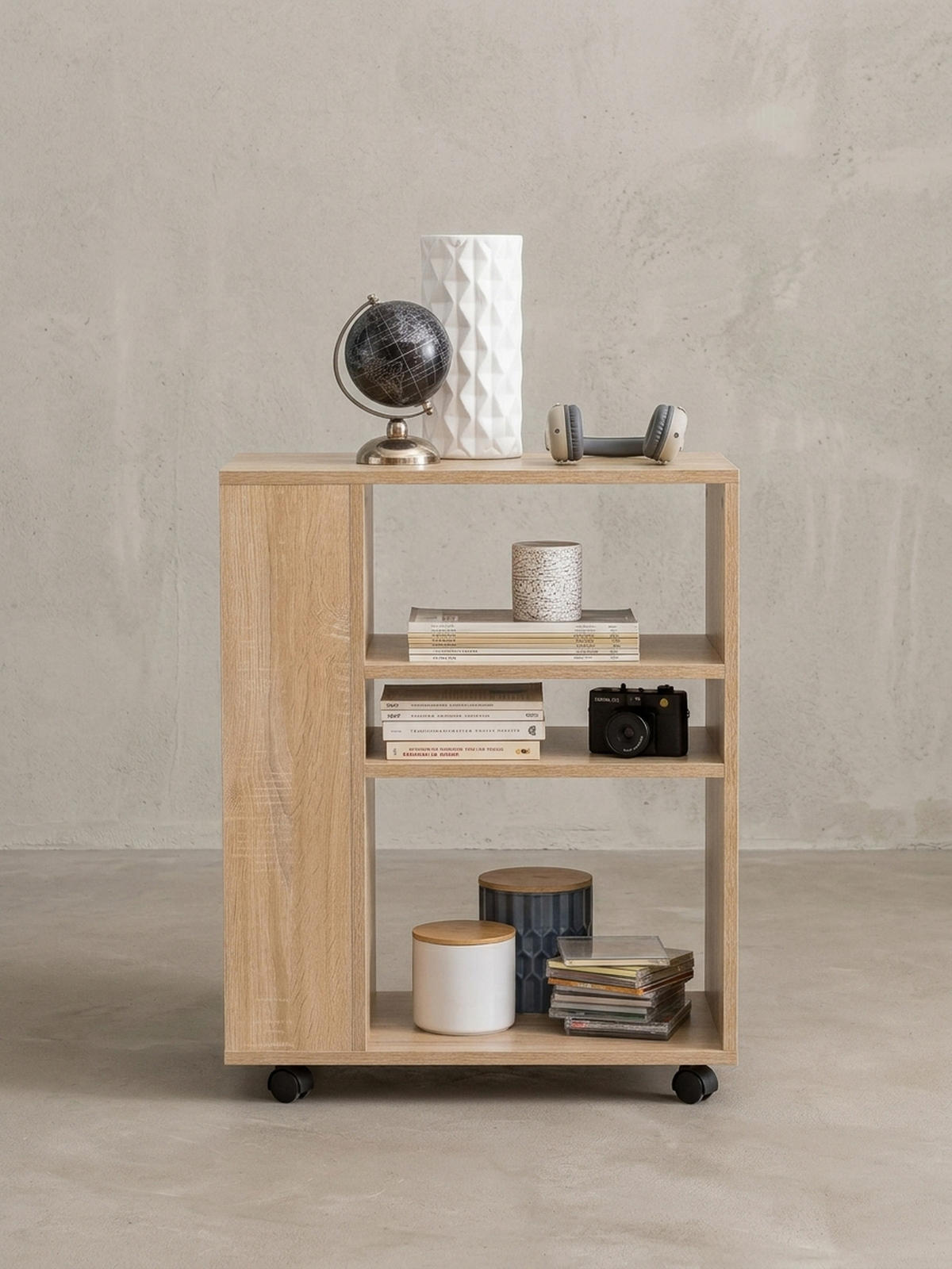 REGAL Multifunktional Mit Rollen Modern BRENTA, Beige 60x35x75 cm - Beige, Holz/Kunststoff (60/75/35cm) - KADIMA DESIGN