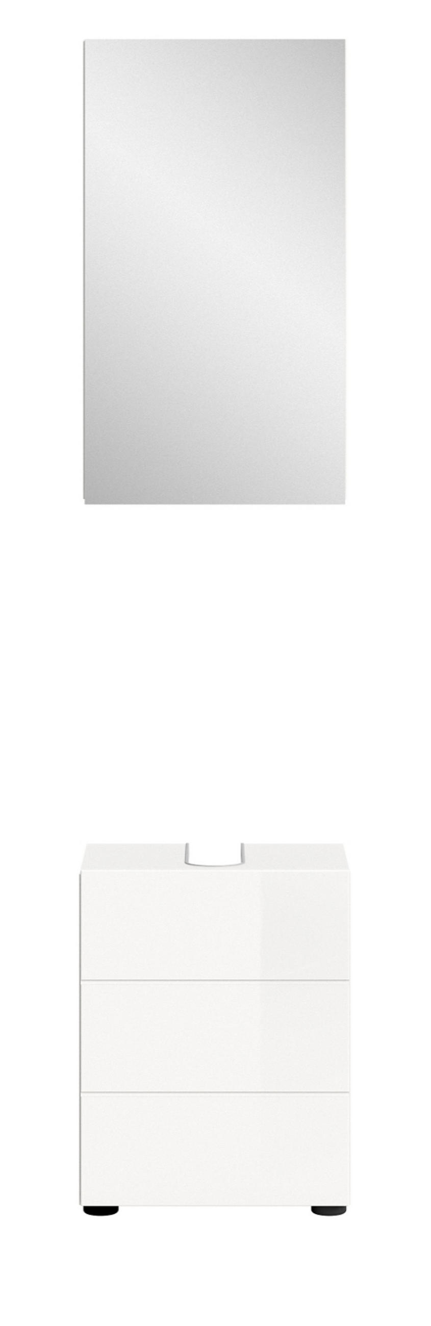 BADMÖBEL-SET 2-teilig weiß Hochglanz, Badkombination 38 x 190 cm - Weiß Hochglanz, Glas/Holzwerkstoff (38/190/34cm) - Inn.Furn