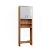 WASCHMASCHINENSCHRANK Irma Weiß Hochglanz/Goldkraft Eiche 64 x 190.5 cm - Weiß Hochglanz/Eiche Wotan, Holzwerkstoff (64/190.5/26cm) - Vicco