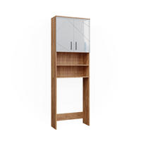 WASCHMASCHINENSCHRANK Irma Weiß Hochglanz/Goldkraft Eiche 64 x 190.5 cm - Weiß Hochglanz/Eiche Wotan, Holzwerkstoff (64/190.5/26cm) - Vicco