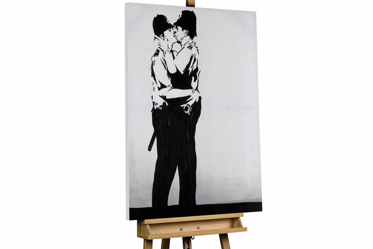 ACRYLBILD HANDGEMALT 75/100 cm - Schwarz, Holz/Textil (1.8/100cm) - KUNSTLOFT