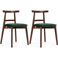 ESSTISCHSTÜHLE LILIO 2 St Vintage, Dunkelgrün / mittelbraun - Dunkelgrün/Braun, Holz/Textil (47/76/45cm) - KONSIMO®