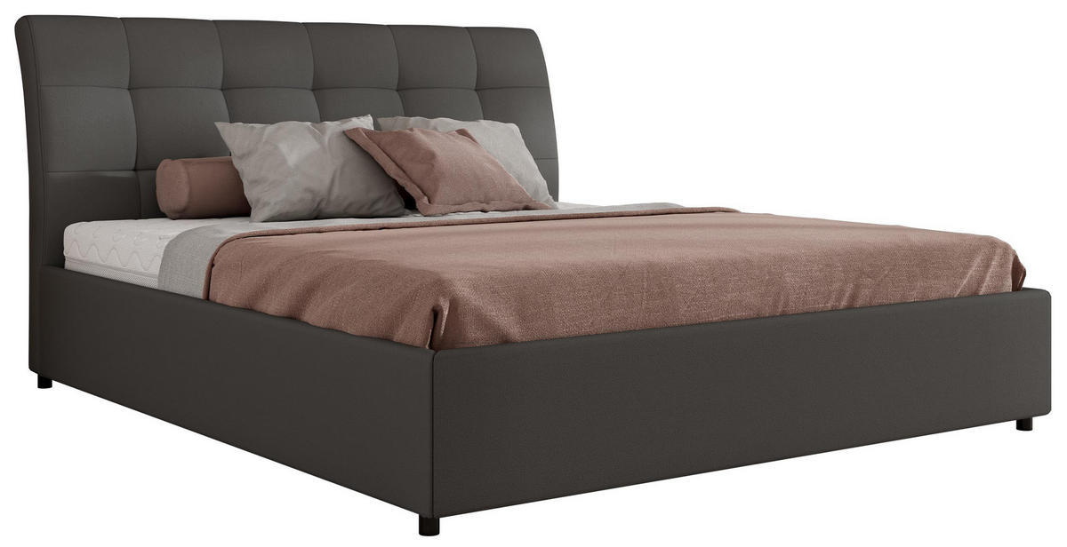 POLSTERBETT GALA CLASSIC 160/200 - Grau Kunstleder - Pocket-Matratze - Grau, Textil (160/200cm) - MKS