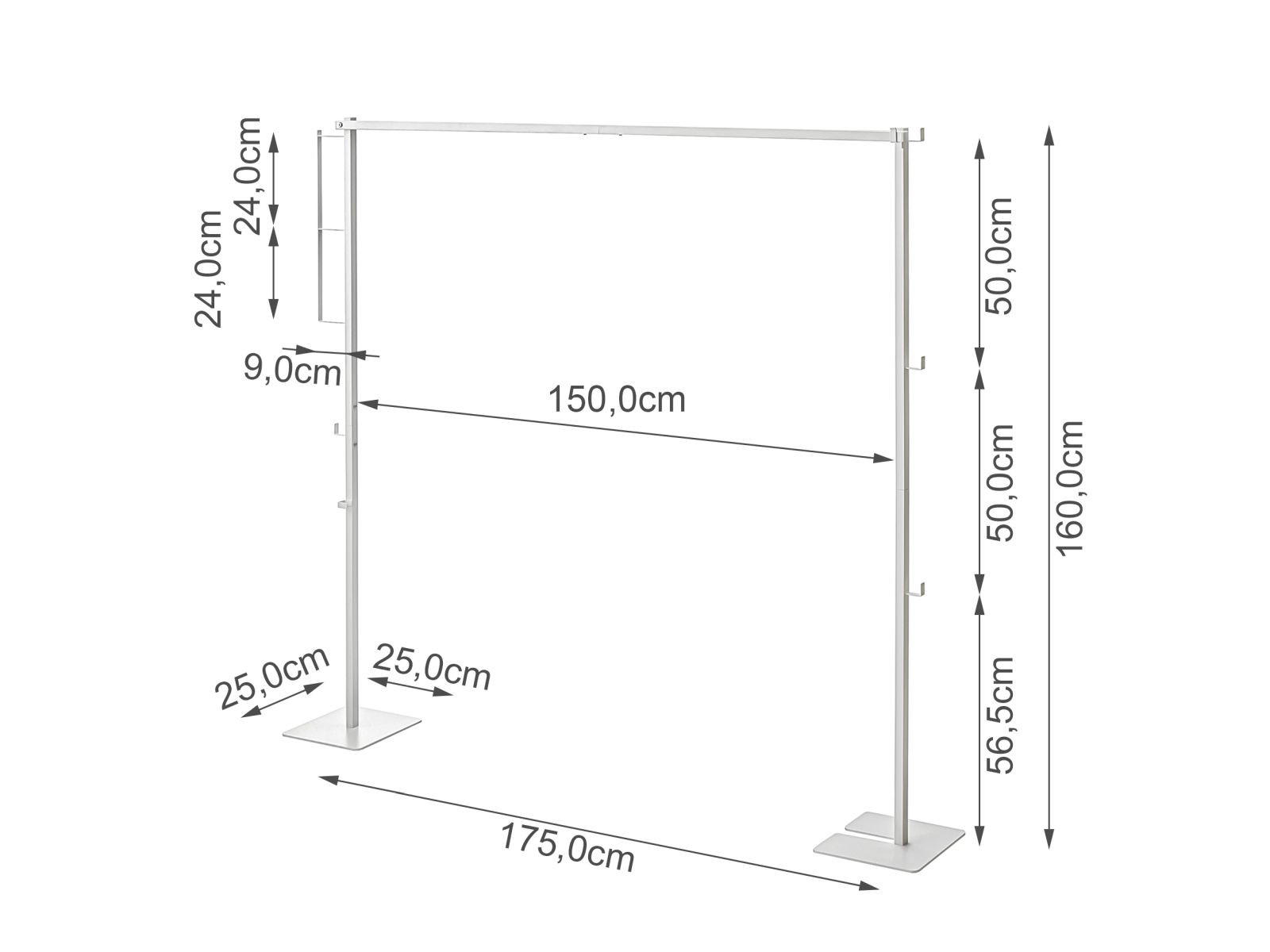 TROCKEN-KLEIDER-STÄNDER Tower weiß 175/160/25 cm - Weiß, Metall (175/160/25cm) - Yamazaki