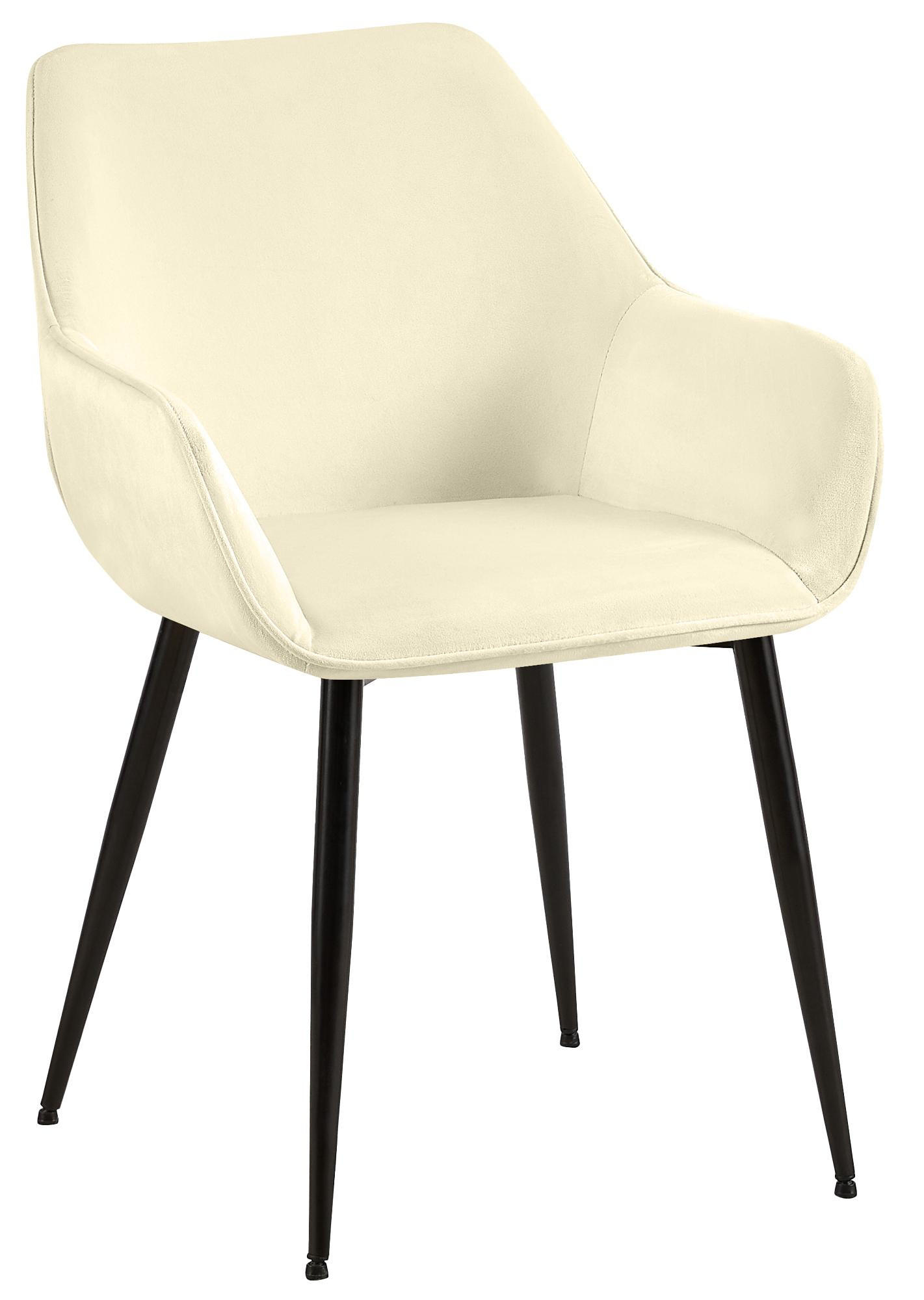 ARMLEHNENSTUHL Samt Creme - Creme/Schwarz, Textil/Metall (52/82/63cm) - CLP