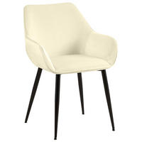 ARMLEHNENSTUHL Samt Creme - Creme/Schwarz, Textil/Metall (52/82/63cm) - CLP
