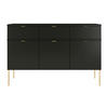 SIDEBOARD Polka, Schwarz, Goldene Details - Goldfarben/Schwarz, Holzwerkstoff/Metall (120/78/37cm) - Skandica
