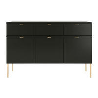 SIDEBOARD Polka, Schwarz, Goldene Details - Goldfarben/Schwarz, Holzwerkstoff/Metall (120/78/37cm) - Skandica