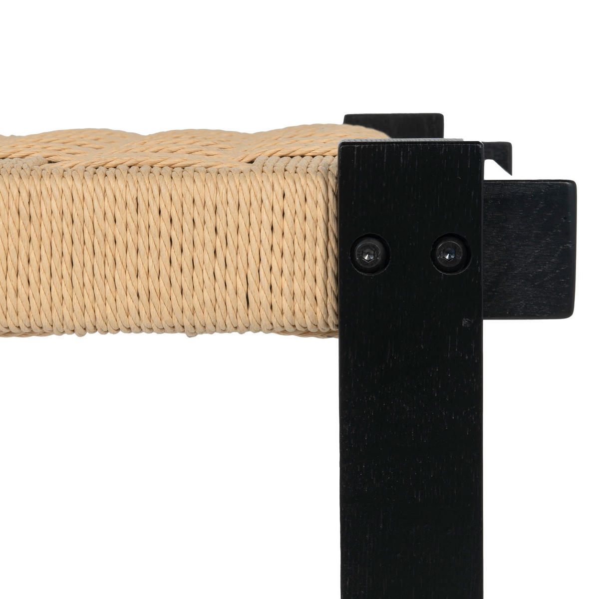 SITZBANK 110/38/47 cm Rattan / Eiche Schwarz - Beige/Schwarz, Holz/Papier (110/47/38cm) - Furnhouse