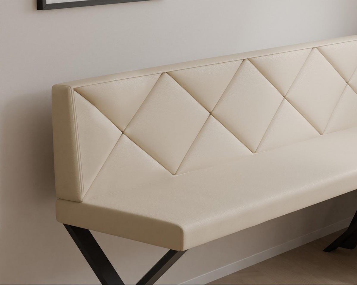 ECKBANK rechts VERO X Kunstleder gesteppt, 168/128 cm Beige - Beige, Kunststoff/Textil (128/168cm) - Idohome