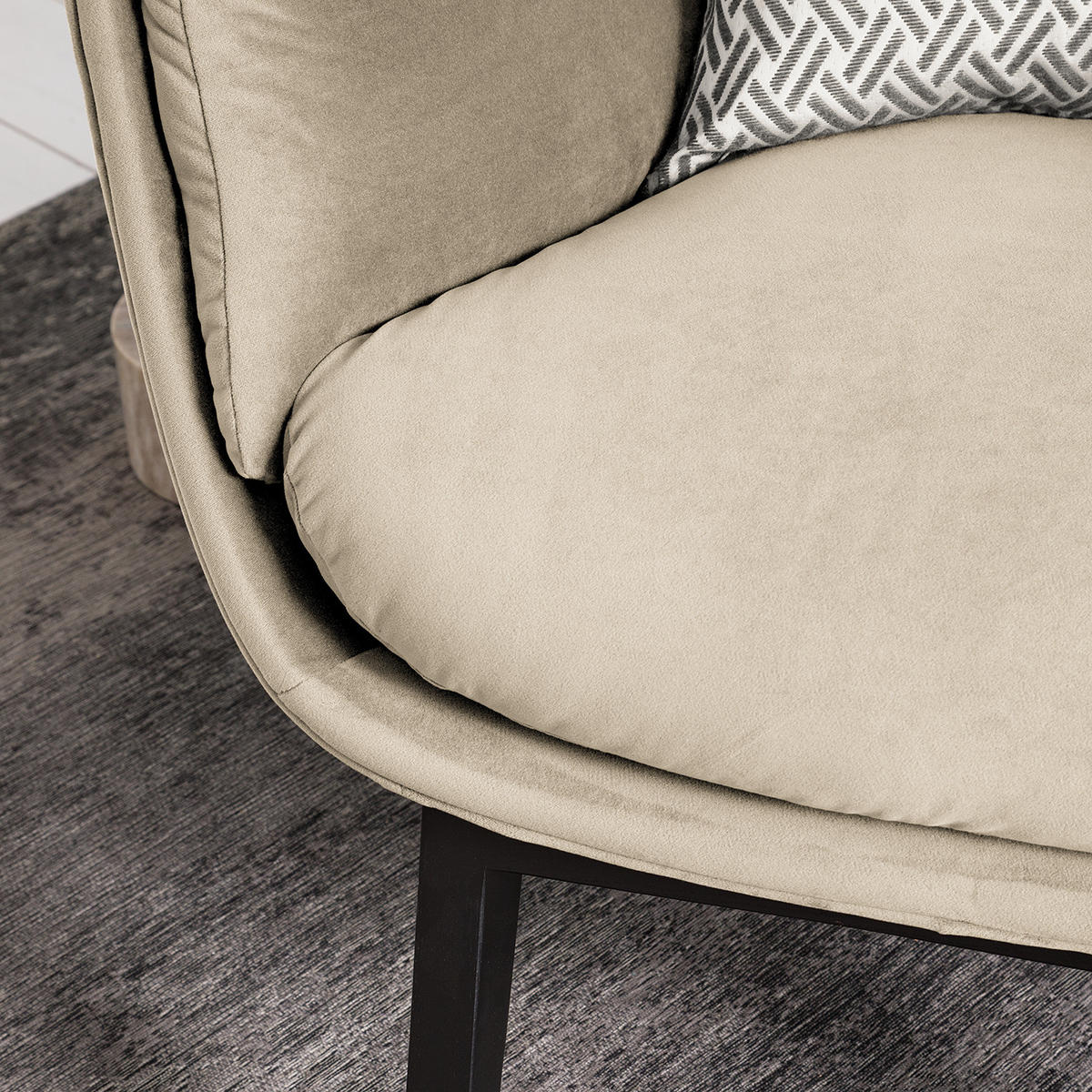 SESSEL mit Holzfüßen - Beige/Schwarz, Eichenholz/Textil (83/95/97cm) - home24