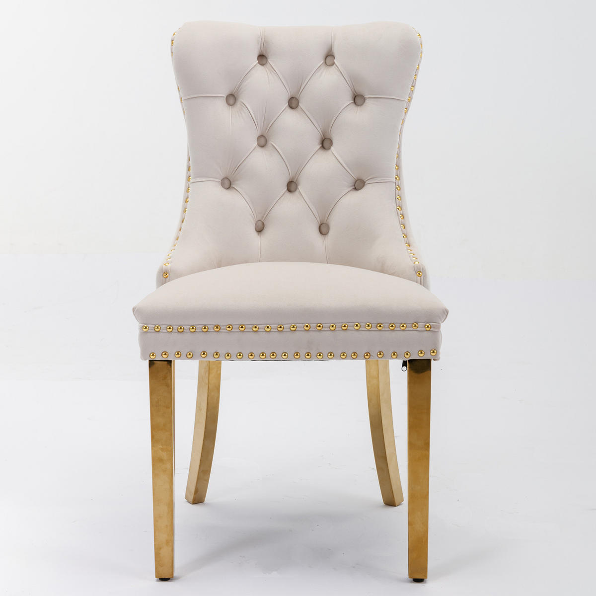 STUHL-SET DE-36289 2 Stück mit goldenen Beinen Beige - Beige, Holz (50/95/65cm) - ComfortXL