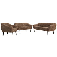 SEDACÍ SOUPRAVA 3+2+1 PIRS - Hnědá Manšestr - Černé nohy - černá/hnědá, kompozitní dřevo/textil (180/75/74cm) - MKS