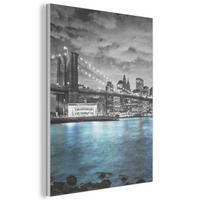 AKUSTIKPANEEL New York - Skyline - Stadt - Blau 70x100 cm - Blaugrau, Kunststoff (70/100/0.9cm) - MuchoWow