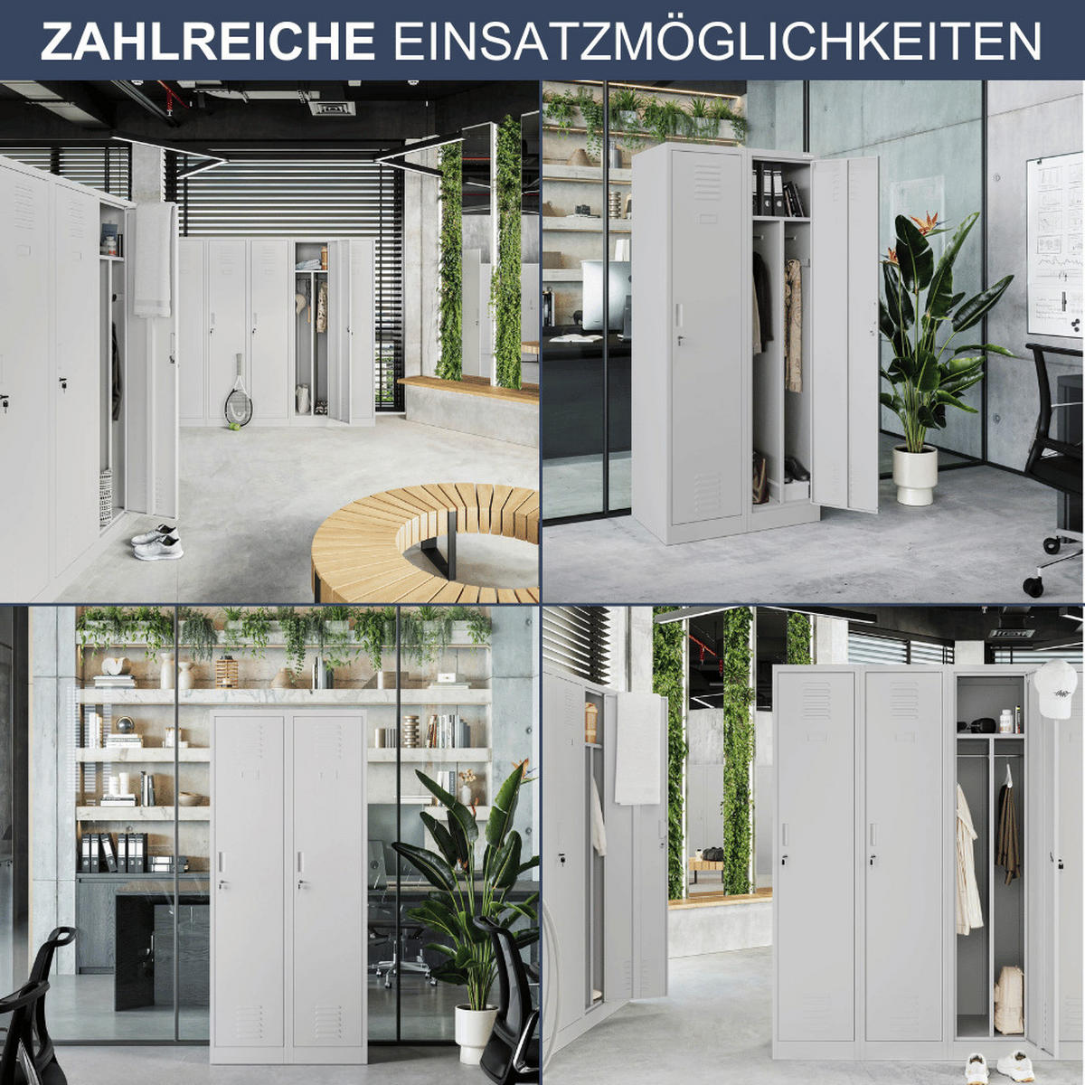 UMKLEIDESCHRANK Spind WIEN 2 Abteile 180x80x50cm Grau - Grau, Metall (80/180/50cm) - DELUKE